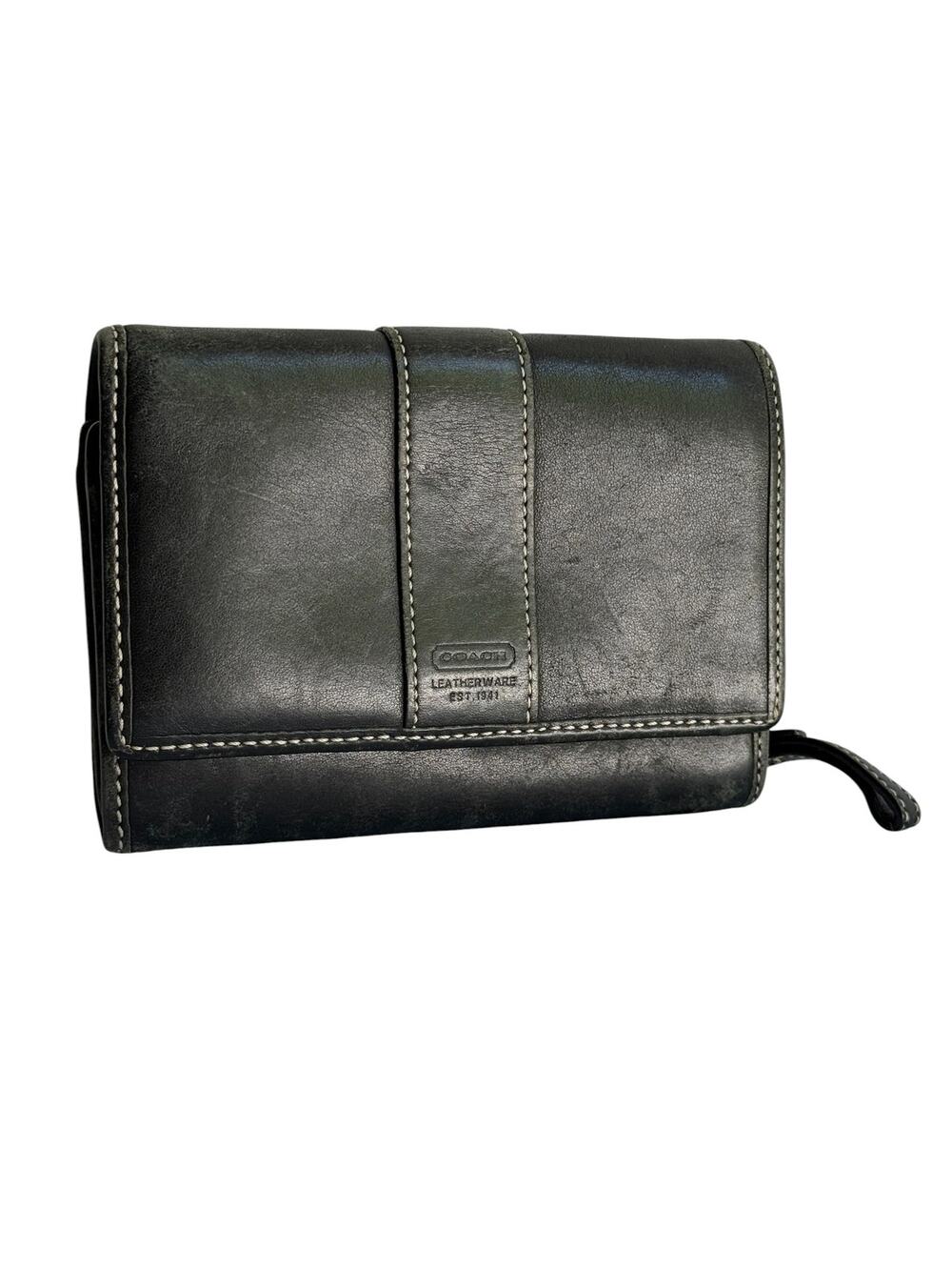 Vintage COACH Hampton Soft Black Leather Bifold Wallet Card Holder Y2K